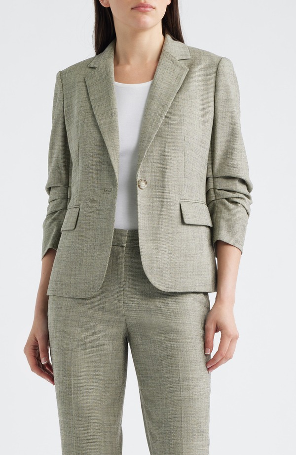 アンクライン レディース アウター 上衣・上衣 スポーツジャケット Anne Klein Scrunch Sleeve One-Button Blazer Bay Leaf Multi マルチ色合い