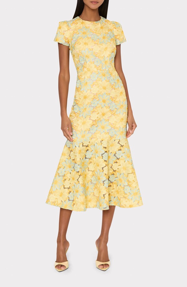 ミリー レディース トップス 衣裳 御花柄 スピード競技 御花 Milly Tahlia Floralace Dress Yellow Multi 黄色