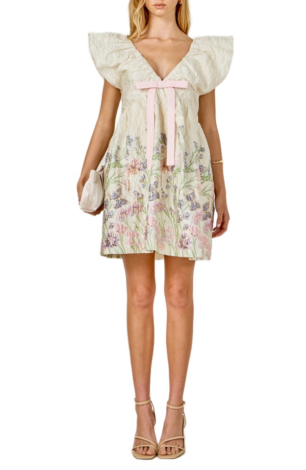 エンドレスローズ レディース トップス 衣裳 御花柄 ミニ トール 御花 Endless Rose Metallic Floral Jacquard Minidress Creamulti 皮膚軟化剤