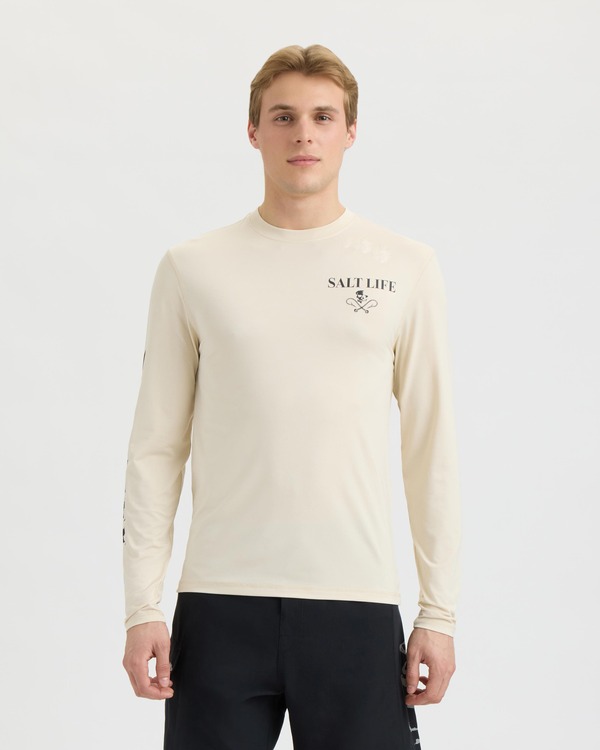 ソルトライフ メンズ トップス プルオーバー Salt Life Boneyard Long Sleeve SLX Performance Tee Chalk 車輪止め