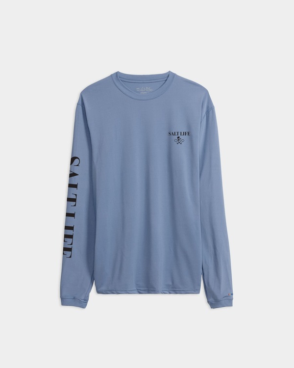 ソルトライフ メンズ トップス プルオーバー Salt Life Boneyard Long Sleeve SLX Performance Tee Harbor Blue Heather ギョリュウモドキ