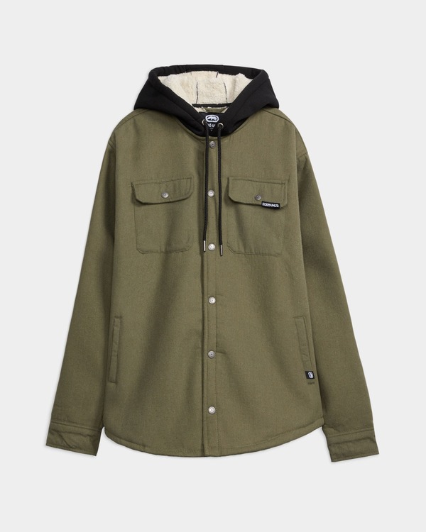 山びこ メンズ アウター 上衣・上衣 プルオーバー ECKOutdoor Flannel Shirt Jacket Olive Green 緑であること