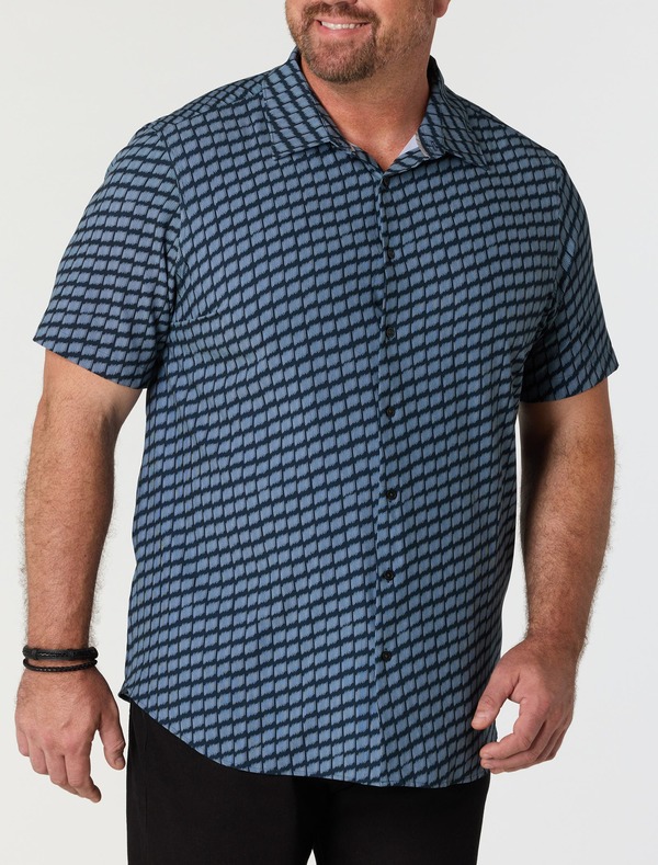 ペリーエリス メンズ トップス プルオーバー トール Perry Ellis Big \u0026 Tall Hash Mark Sport Shirt Dark Sapphire サファイア