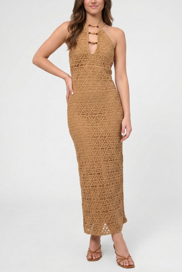 レイチェル ロイ レディース ボトムス 心地好いズボン下 マキシ衣装 マキシ RACHEL Roy Aitana Bead Keyhole Crochet Maxi Dress Medium Brown 赤銅色