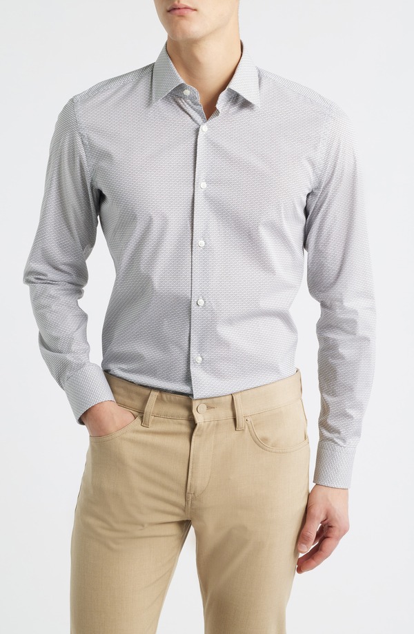 ボス メンズ トップス シャツ スリムフィット プリント コットン BOSS Hank Slim Fit Martini Print Stretch Cotton Dresshirt White ホワイト