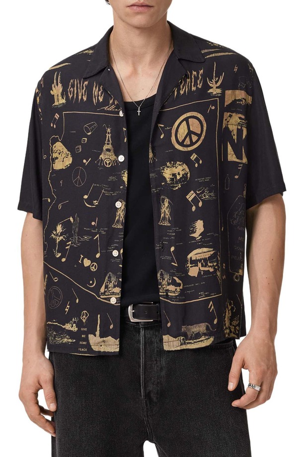 オールセインツ メンズ トップス シャツ AllSaints Pacify Short Sleeve Button-Up Shirt Rattan Brown ブラウン