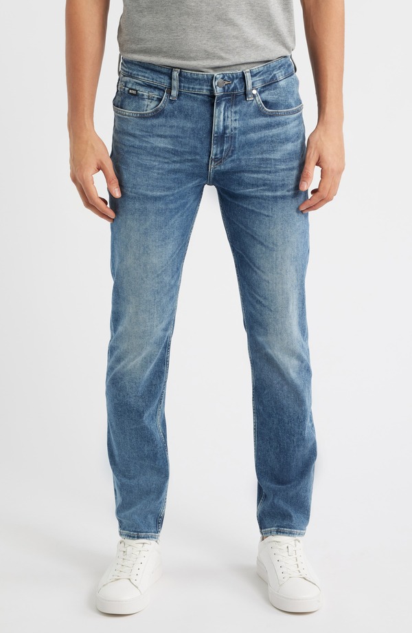 ボス メンズ ボトムス デニムパンツ スリムフィット ジーンズ BOSS Delaware Slim Fit Stretch Jeans Medium Blue ブルー