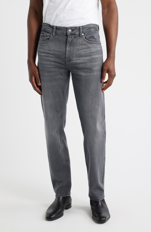 ボス メンズ ボトムス デニムパンツ ストレート ジーンズ BOSS Ogden Straight Leg Jeans Medium Grey グレー