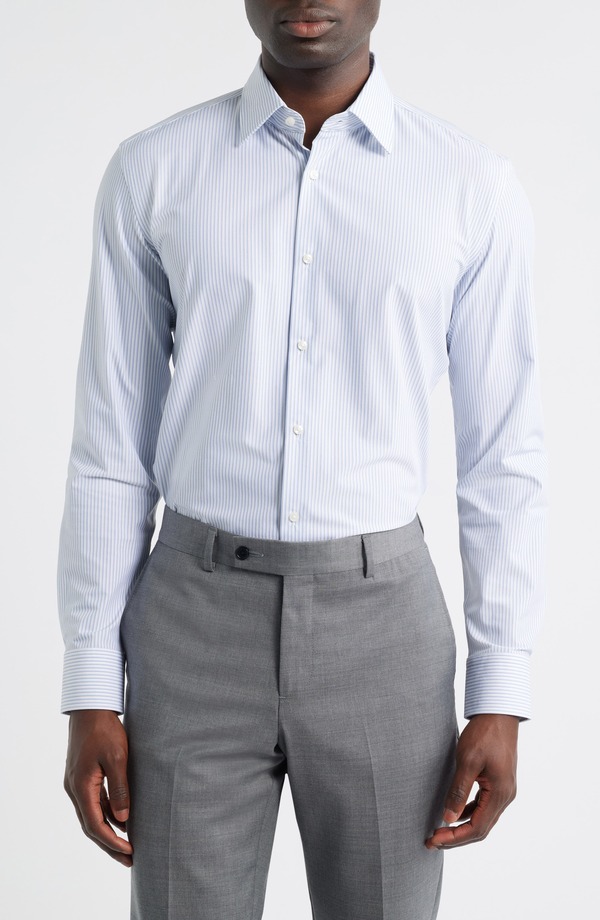 ボス メンズ トップス シャツ スリムフィット BOSS Hankent Slim Fit Performance Twill Dresshirt Light/ Pastel Blue ブルー