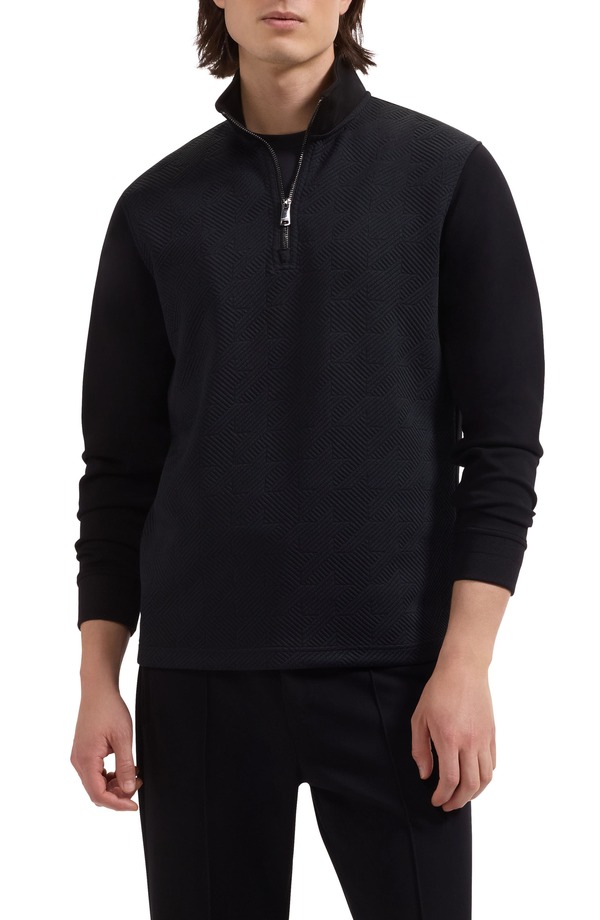 ブガッチ メンズ アウター パーカー・スウェット ハーフジップ シャツ Bugatchi Softouch Quarter Zip Sweatshirt Black ブラック｜ReVida 店 40,170円