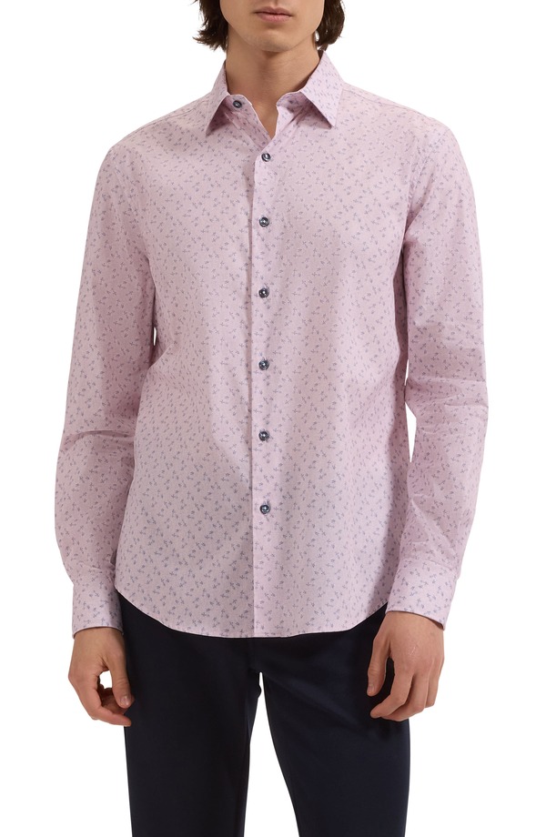 ブガッチ メンズ トップス シャツ フラワー柄 コットン フラワー Bugatchi Julian Shaped Fit Floral Cotton Button-Up Shirt Primerose