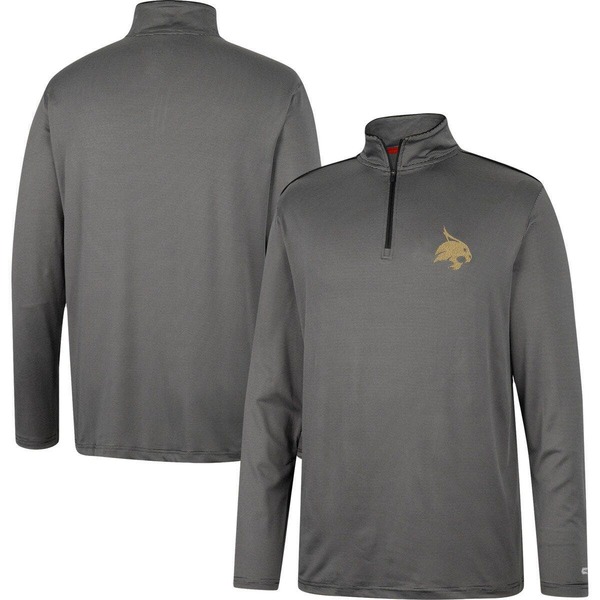 円形劇場 メンズ アウター 上衣・上衣 プルオーバー ロゴタイプ Men\u0027s Colosseum Charcoal Texastate Bobcats Logo Quarter-Zip Windshirt Charcoal 濃灰色