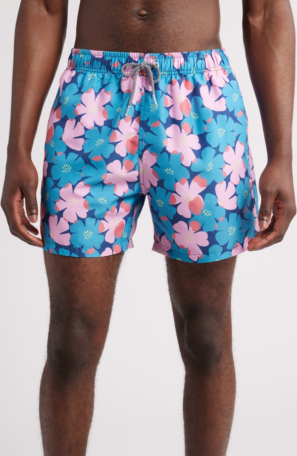 ボーディーズ メンズ 水泳着 二分の一ズボン下・さる股引き お花柄 お花 Boardies Floral Swim Trunks Blue Multi 青碧