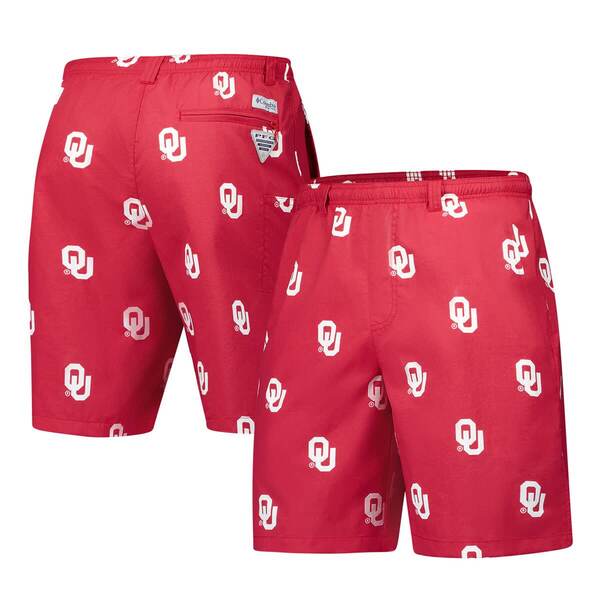 コロンビア メンズ ボトムス 二分の一ズボン下・さる股引き 遊撃手ズボン下 Men\u0027s Columbia Crimson Oklahoma Sooners PFG Backcast III Omni-Shade Shorts Crimson クリムゾン