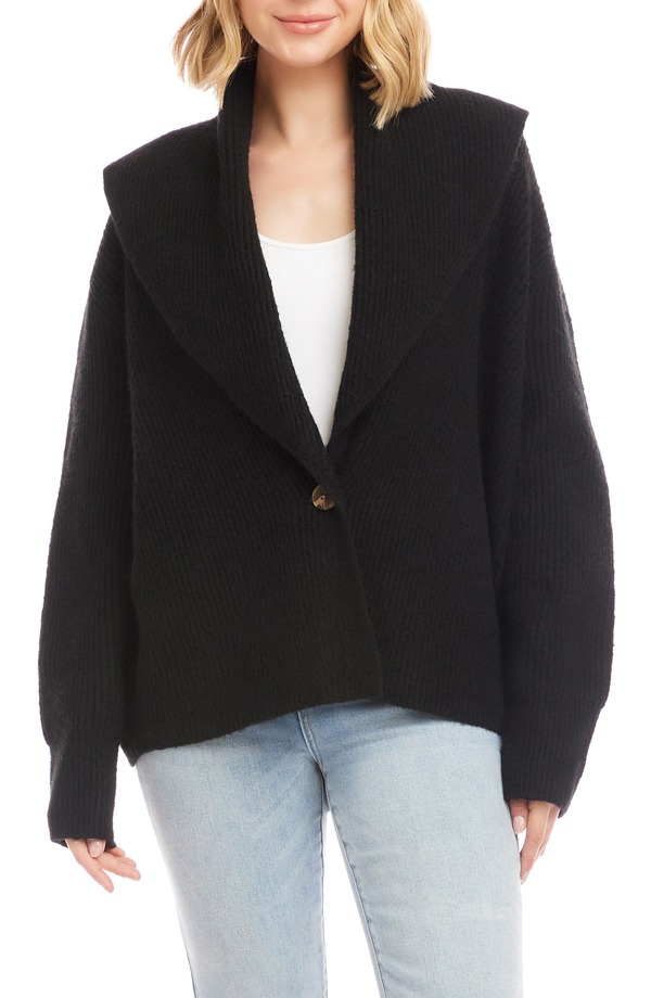 カレンケーン レディース アウター ジレー Karen Kane Shawl Collar Cardigan Black 黒いこと