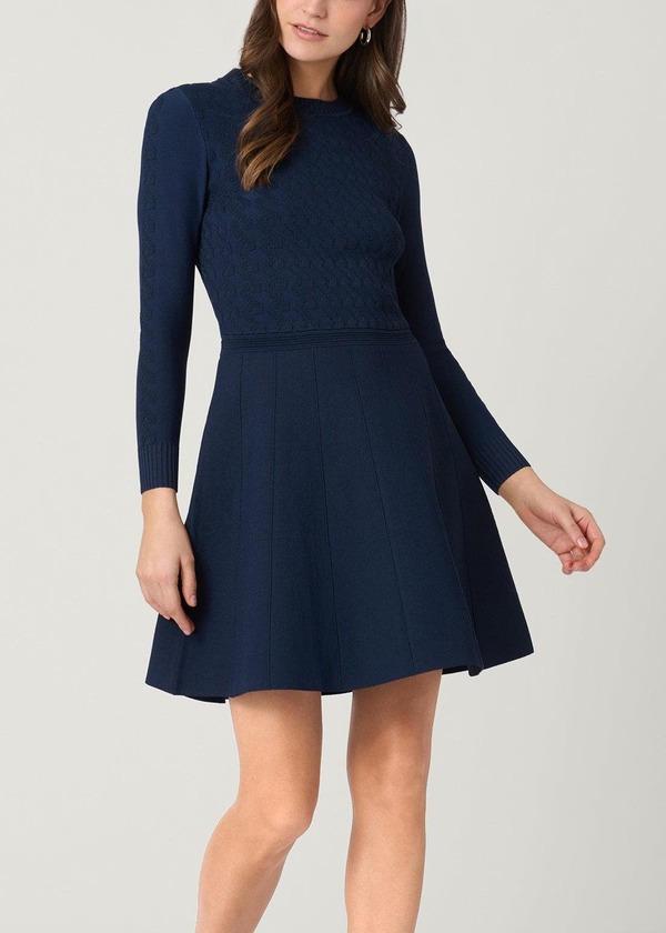 ショシャーナ レディース トップス 衣裳 編み物 Shoshanna Elliot Cable Texture Knit Dress Navy 米国海軍