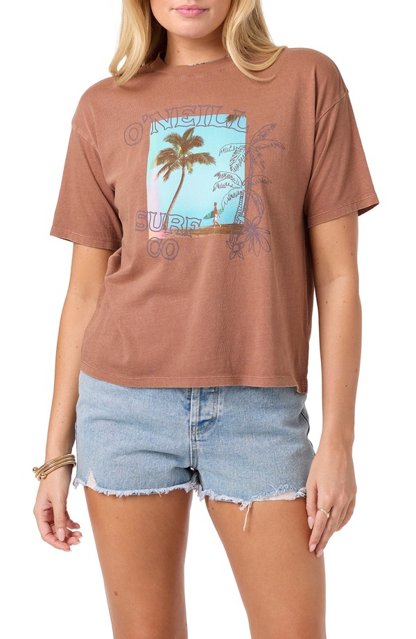 オニール レディース トップス プルオーバー グラフィック O\u0027Neill Doodles Easy Graphic T-Shirt Carobrown 赤銅色