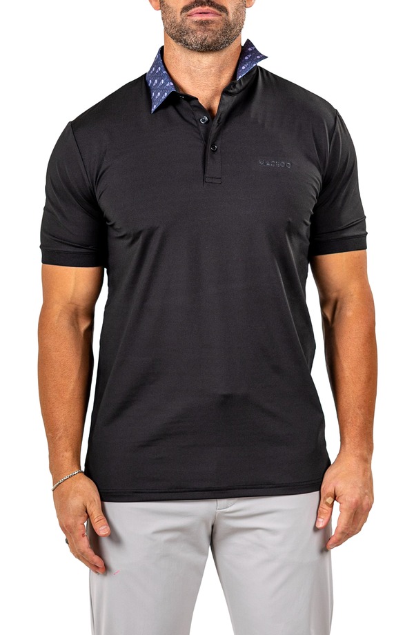 マセオ メンズ トップス スポーツシャツ 対照 Maceoo Marthyr0021 Black Contrast Collar Golf Polo Black 黒いこと