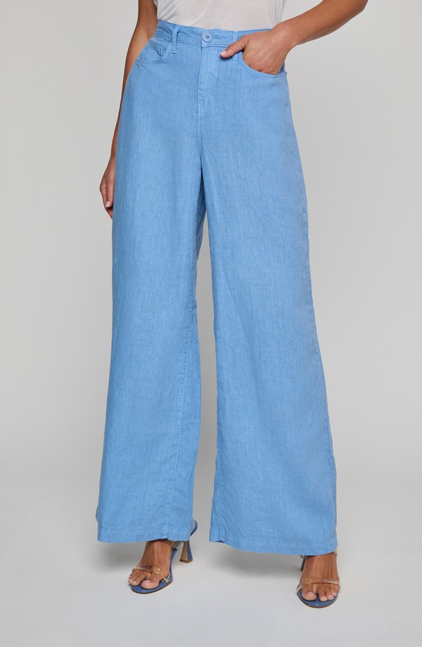 ラジャンス レディース ボトムス レギンス ワイドレッグ ズボン下 リネン L\u0027AGENCE Amara Wide Leg Linen Pants Allure Blue 青碧