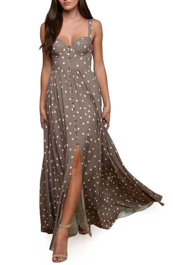 ラジャンス レディース トップス 衣裳 ノースリーブ マキシ L\u0027AGENCE Rosette Dot Sleeveless Maxi Dress Cardamom/ Ecru Polka Dot エクリュ
