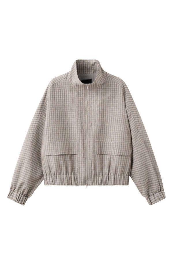 マンゴ レディース アウター 上衣・上衣 MANGO Check Bomber Jacket Light/ Pastel Grey 薄墨色