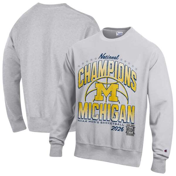 はやりっ子 メンズ アウター パーカー・スウェット プルオーバー Men\u0027s Champion Gray Michigan Wolverines 2026 NCAA Men\u0027s Basketball National Champions Reverse Weave Sweatshirt Gray 薄墨色