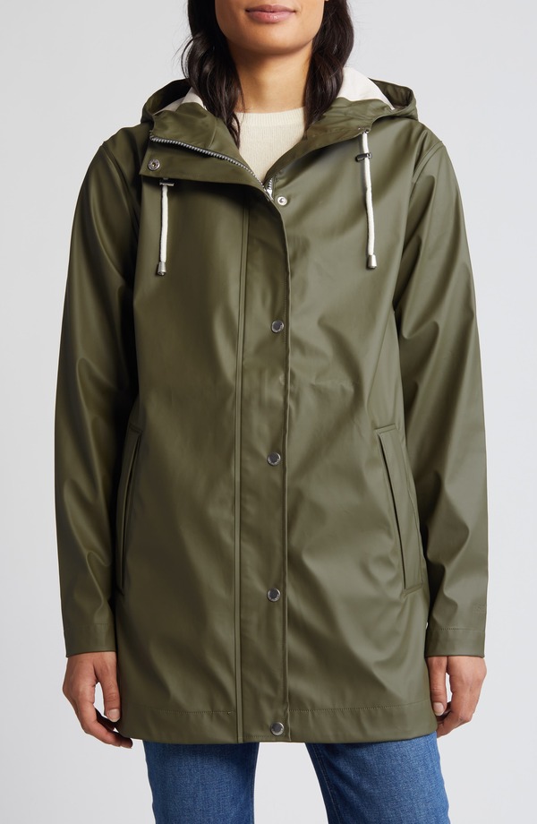 イルセヤコブセン レディース アウター 上衣・上衣 Ilse Jacobsen Hooded Waterproof Rain Jacket Army 正規陸軍