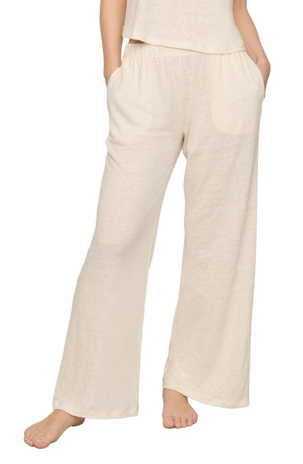 エバージェイ レディース ボトムス 心地よいズボン下 御機嫌酉の方角 リネン Eberjey High Waist Organic Linen Lounge Pants Ivory 象牙色