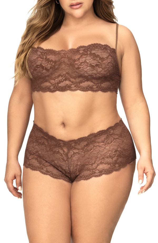 マパレディース ボトムス 二分の一ズボン下・さる股引き 遊撃手ズボン下 スピード競技 Mapale Lace Bralette \u0026 Boyshortset Cocoa チョコレート