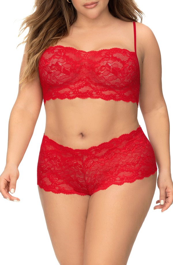 マパレディース ボトムス 二分の一ズボン下・さる股引き 遊撃手ズボン下 スピード競技 Mapale Lace Bralette \u0026 Boyshortset Red 赤いこと