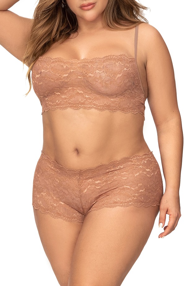 マパレディース ボトムス 二分の一ズボン下・さる股引き 遊撃手ズボン下 スピード競技 Mapale Lace Bralette \u0026 Boyshortsetaupe トープ