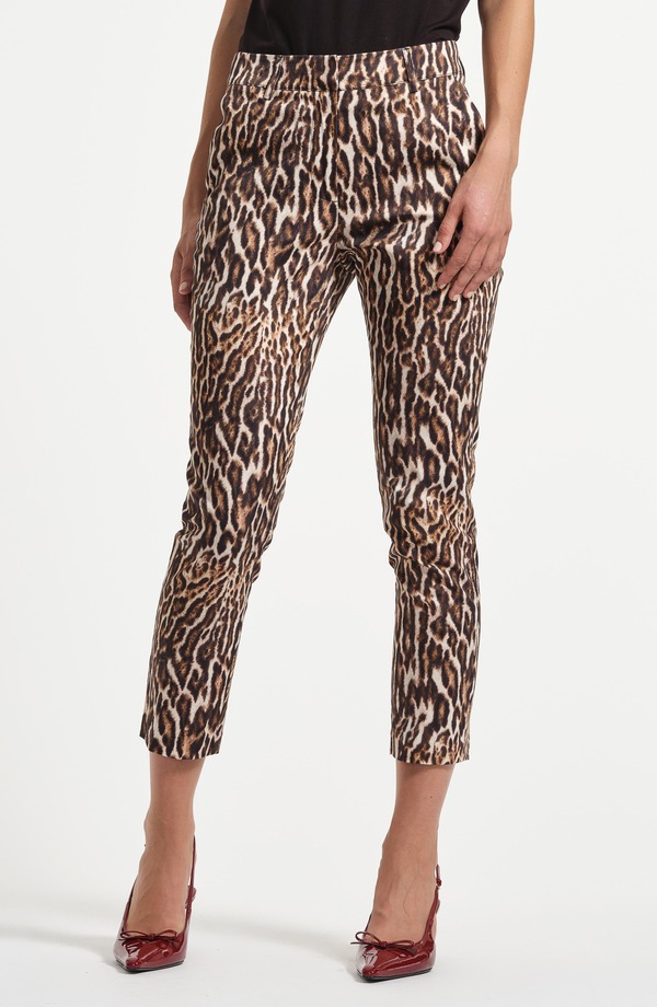 アイザック・ミズラヒ レディース ボトムス レギンスリムフィット ズボン下 ティーシャツ アンクル Isaac Mizrahi New York Slim Fit Sateen Ankle Pants Leopard 毛の荒物
