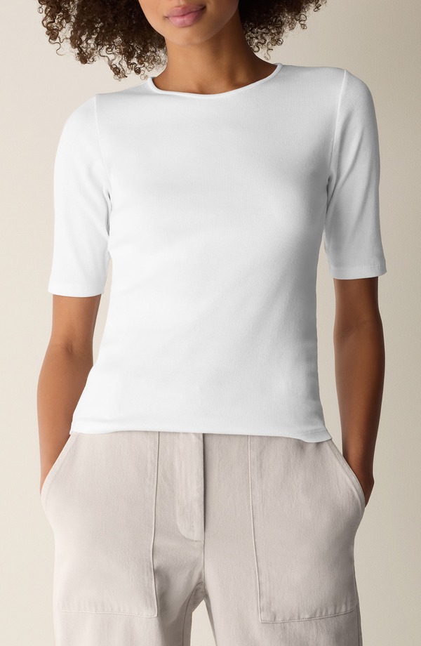 エイリーンフィッシャー レディース トップス シャツ クルーネック Eileen Fisher Crewneck T-Shirt White ホワイト｜ReVida 店 25,752円