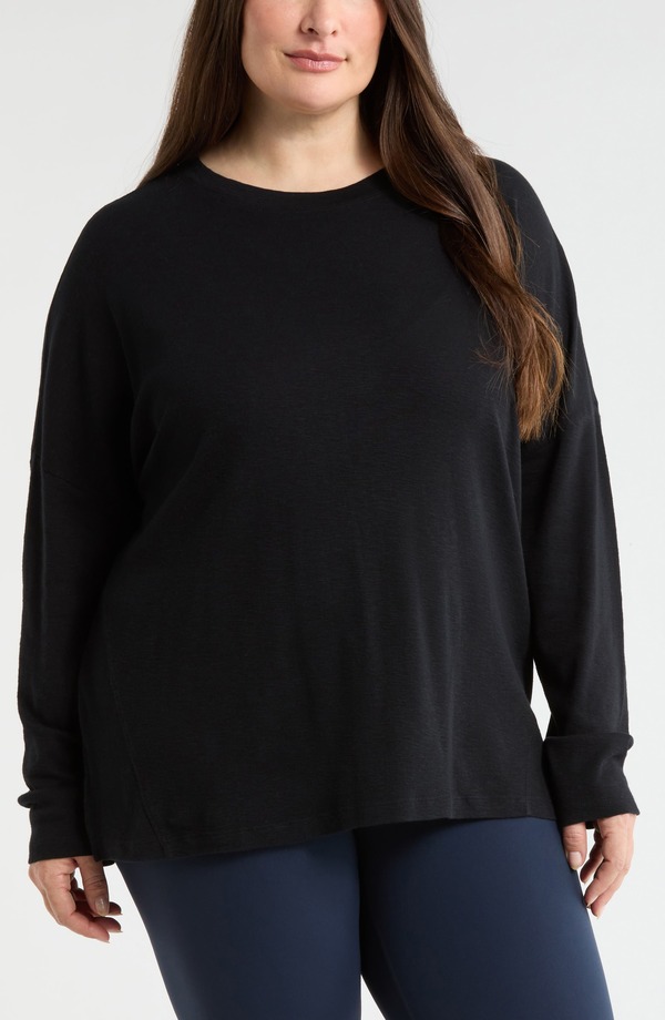 ゼラ レディース トップス ティーシャツ Zella Ease Up Rib Oversize T-Shirt Black 黒いこと