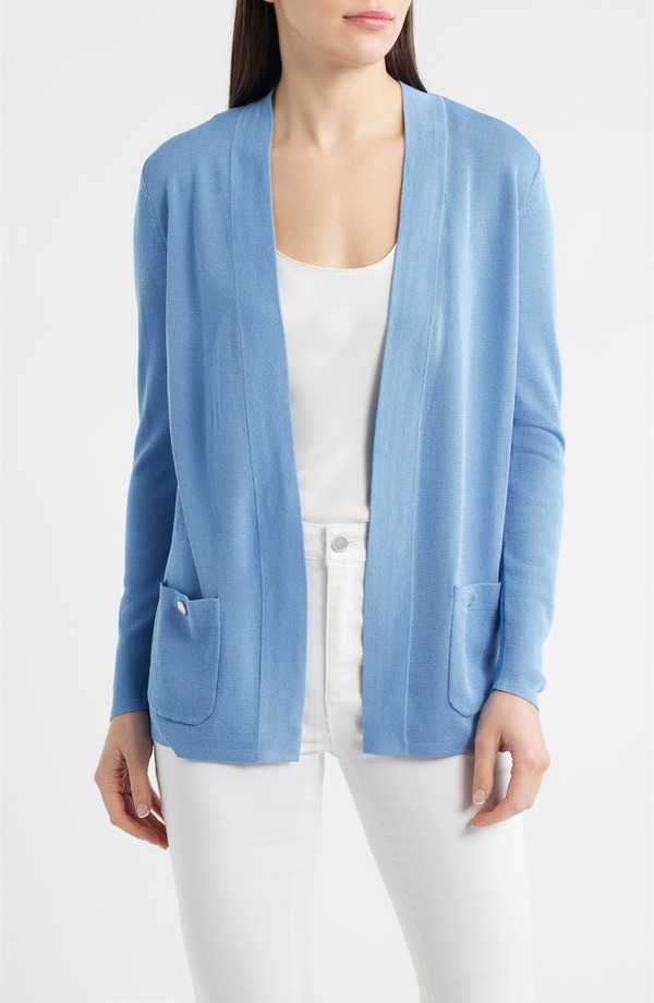 アンクライン レディース アウター ジレー Anne Klein Malibu Open Front Cardigan Lagoon