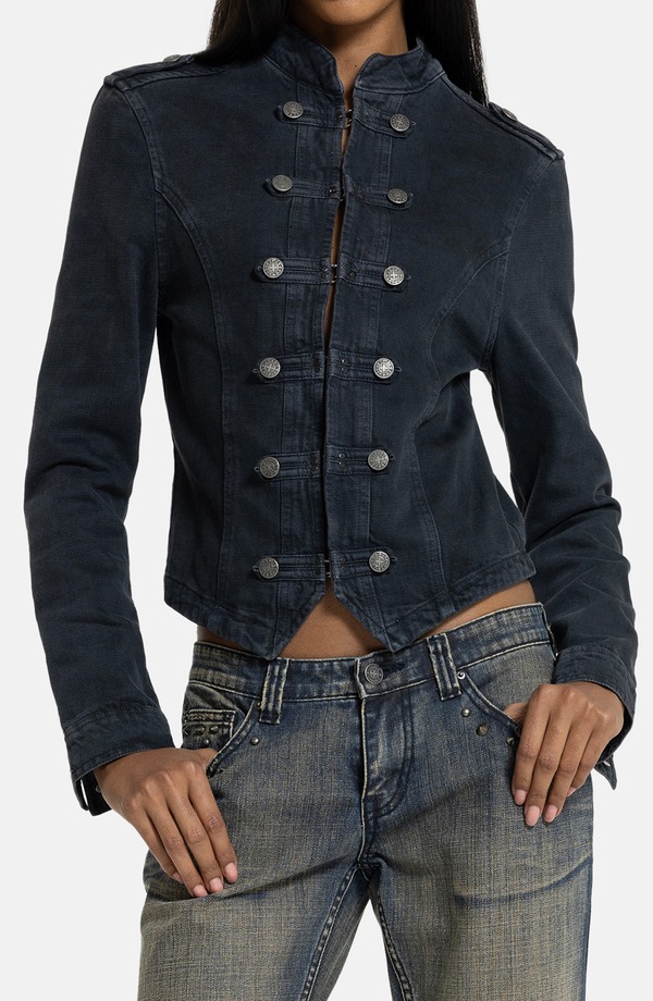 ジェーデッド レディース ボトムス ジーンズズボン下 上衣 JADED LONDON Denim Drummer Jacket Black 黒いこと