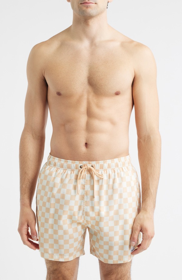 ボーディーズ メンズ 海水着 二分の一ズボン下・さる股引き 刷り上げる Boardies Checkerboard Print Swim Trunksand/ Cream 皮膚軟化剤