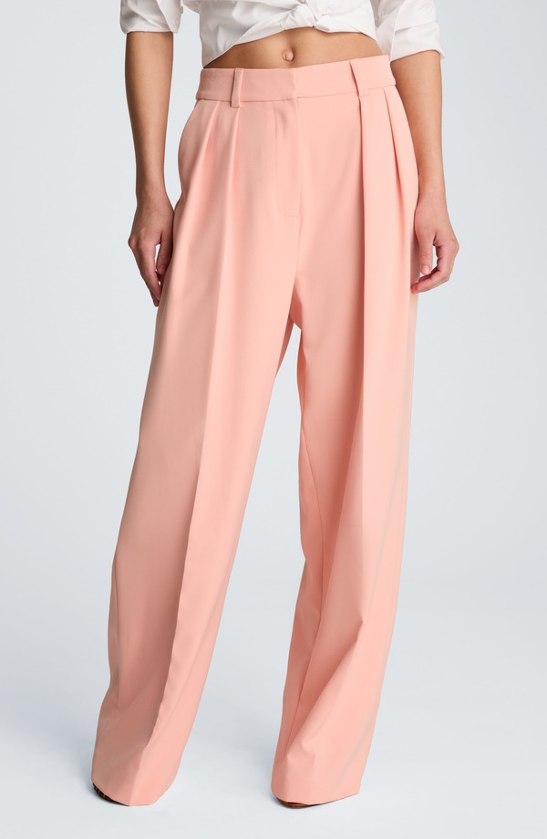 ケネスコール レディース ボトムス レギンス ワイドレッグ ズボン下 Kenneth Cole Double Pleat Wide Leg Pantsoft Peach 桃