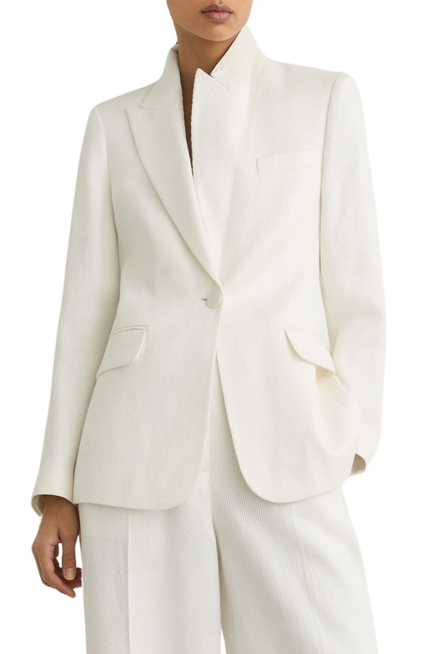 レイス レディース アウター ジャケット・ブルゾン ブレザー リネン Reiss Alyx Texture One-Button Linen Blend Blazer White ホワイト|ReVida 店
