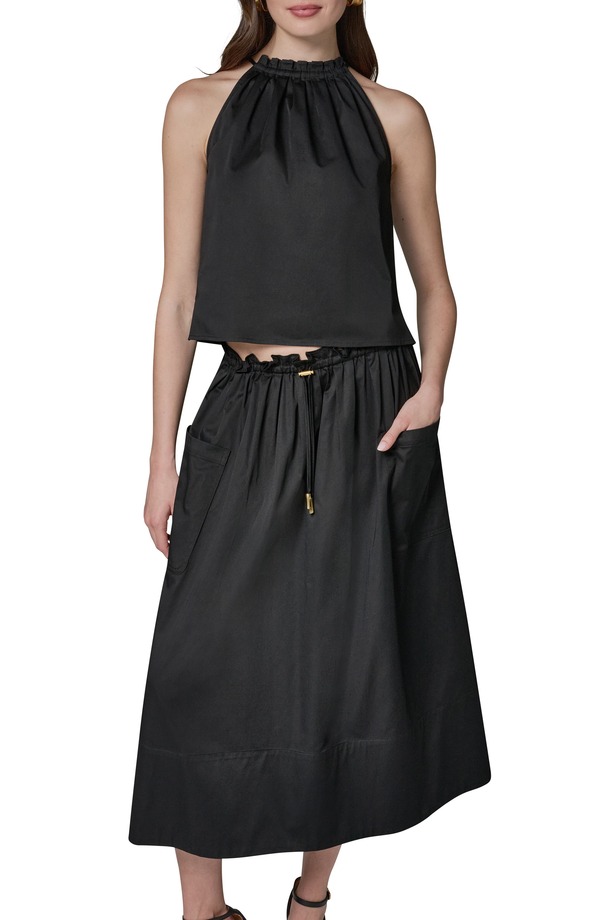 ダナ キャラン ニューヨーク州 レディース トップス 衣裳 ノースリーブ Donna Karanew York Two-Piece Sleeveless Dress Black 黒いこと