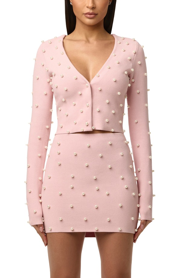 ネイキッドワードローブ レディース アウター パーカー・スウェット ジレー Naked Wardrobe Crop Faux Pearl Cardigan Cotton Candy パール