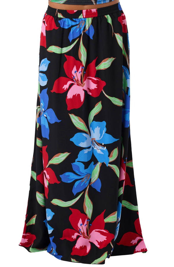 オニール レディース 下つ方スコート 御花柄 刷り上げる マキシ 御花 O\u0027Neillindon Floral Print Maxi Skirt Black 黒いこと