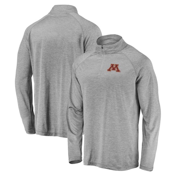 ファナティクス メンズ アウター 上衣・上衣 Men\u0027s Fanatics Branded Gray Minnesota Golden Gopherstriated Raglan Lightweight Quarter-Zip Top Gray 薄墨色