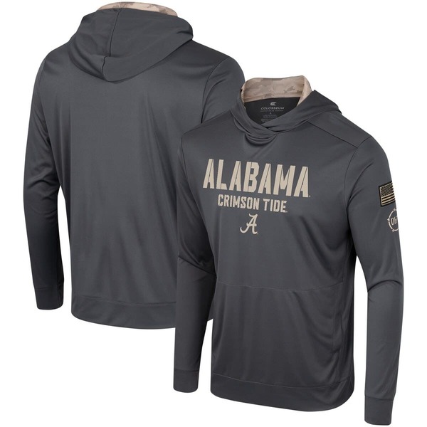 円形劇場 メンズ トップス ティーシャツ パーカー Men\u0027s Colosseum Charcoalabama Crimson Tide OHT Military Appreciation Long Sleeve Hoodie T-Shirt Charcoal 濃灰色