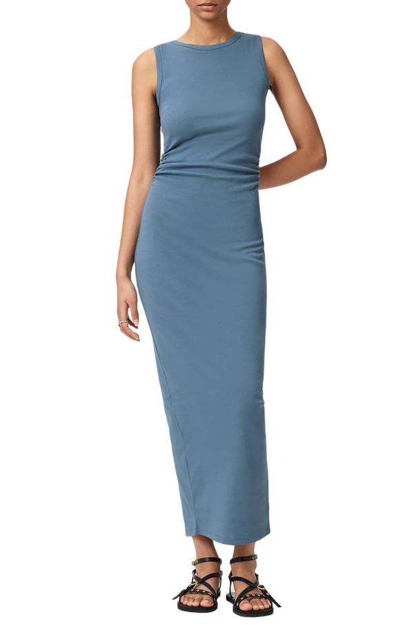 オールセインツ レディース トップス 衣装 ギャザー マキシ AllSaints Katarina Ruched Side Maxi Dress Captain Blue 青色