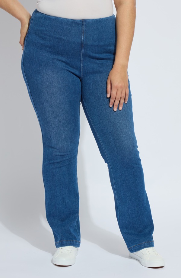 リジー レディース ボトムス レギンス ブーツ撥ねのける ズボン下 ブーツ \u0027Lyssentials Pull-On Baby Bootcut Pants Mid Wash