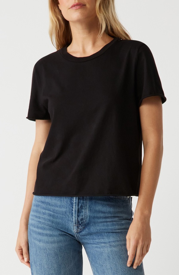 マイケルスターズ レディース トップス シャツ Michael Stars Jackie Raw Edge T-Shirt Black ブラック|ReVida 店