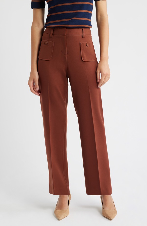 タハリエーエスエル レディース ボトムス レギンストレート ズボン下 Tahari ASL Patch Pocket Straight Leg Pants Tawny