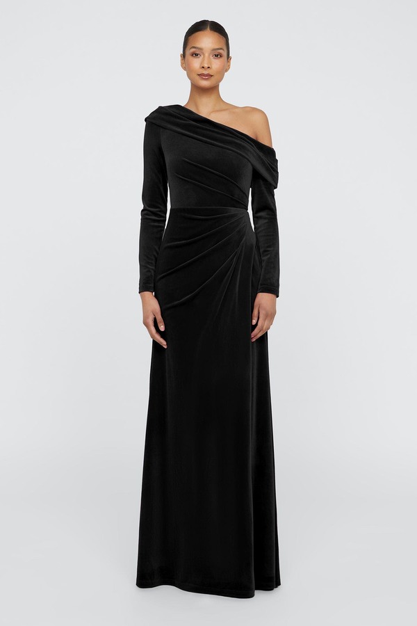 セイア レディース トップス 衣裳 Theia Katniss One Shoulder Gown Black 黒いこと