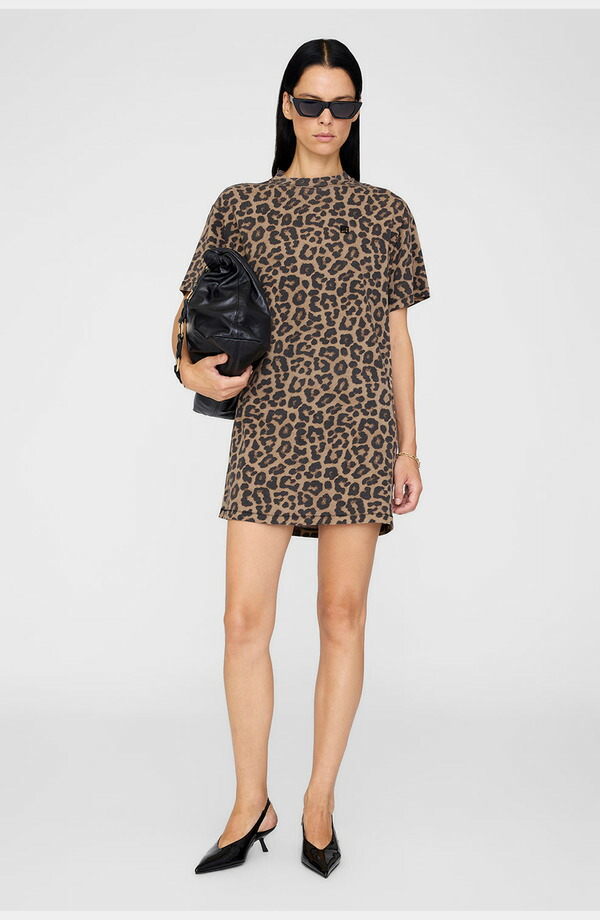 アニービン レディース ボトムス 心地好いズボン下 ミニ衣装 ミニ ANINE BING Beth Mini Dress Black And Brown Leopard 黒いこと